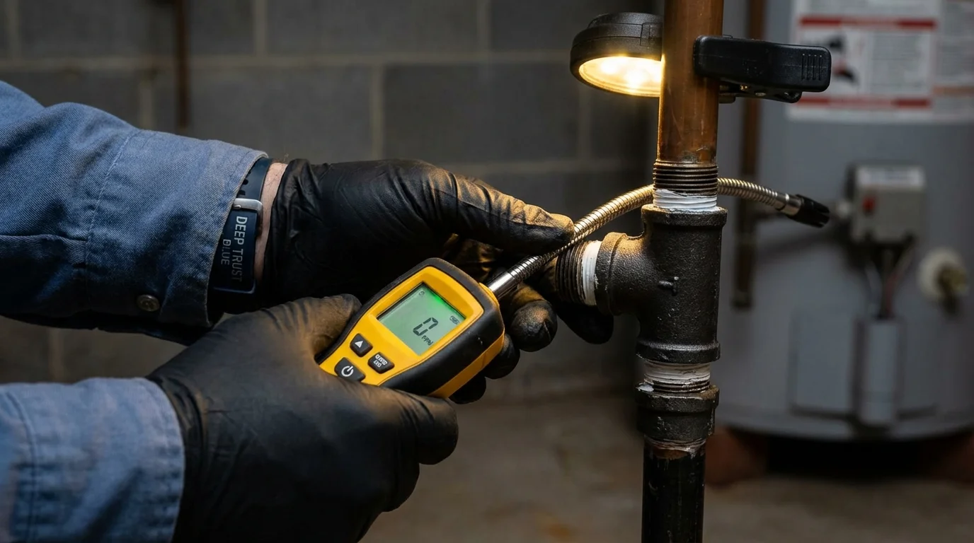 Gas leak detection with electronic sniffer by Johns Plumbing LLC in Darrington