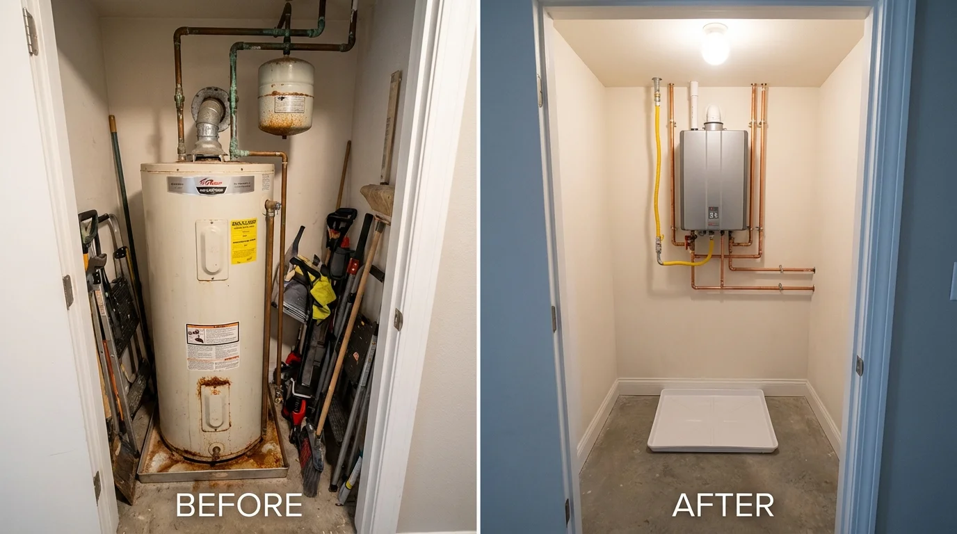 Tank water heater versus wall-mounted tankless unit comparison for Darrington, WA homeowners